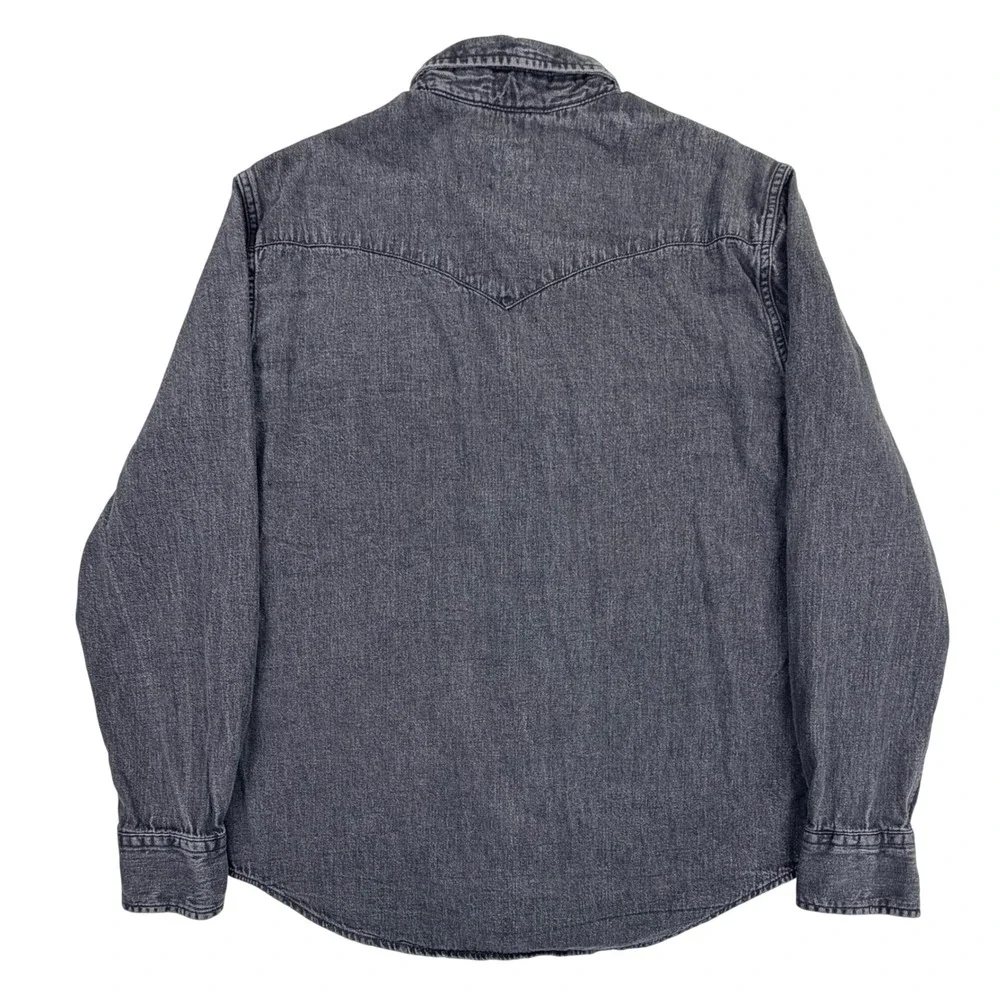 Levi's Western Barstow Shirt Men Medium Black Pearl Snaps Standard Fit Denim